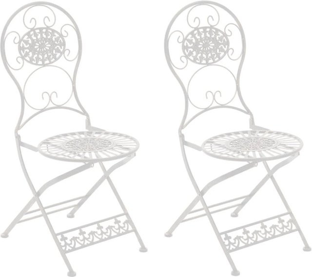 CLP 2er Set Mani Klappstühle aus Eisen in Weiß für Garten und Terrasse, H x B x T: 91,5 x 43 x 50 cm - Bild 1