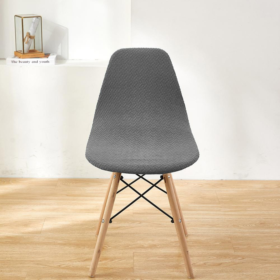 Wasserdichte Jacquard-Stuhlhussen aus Polyester und Elasthan mit Spandex-Rückenlehne in Navy Blau für Esszimmer, Büro oder Bankett, 1 Stück - Bild 1