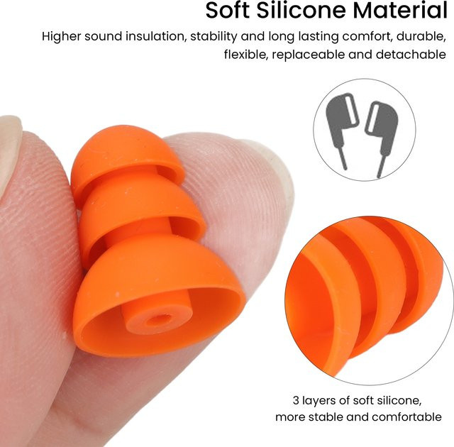 VBESTLIFE Silikon-Ohrstöpsel in Orange mit 3-lagigem Design als Ersatz-Ohrstöpsel für SE215 und In-Ear-Kopfhörer mit 2,0 mm bis 3,5 mm Innenloch - Bild 1