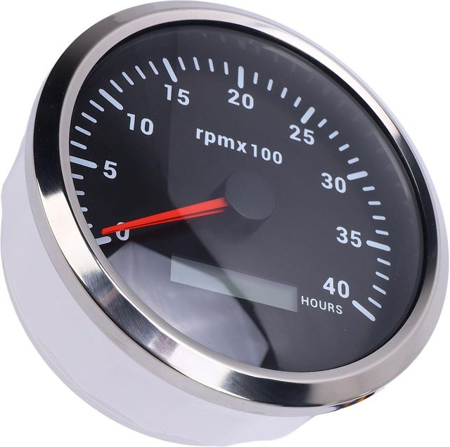 Drehzahlmesser mit 7 Farben Hintergrundbeleuchtung und Betriebsstundenzähler, 110mm 4 3/8in, 4000RPM Anzeige für LKW, Traktor, Anhänger, Auto, Wohnmobil und Boot, Schwarz/Multicolor - Bild 1