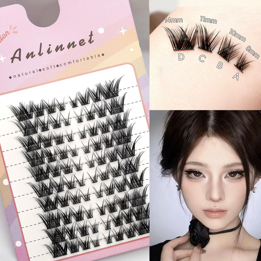 Anlinnet Fox Eye Wimpernbüschel, 80 Stück, Natürlicher Look - Bild 2