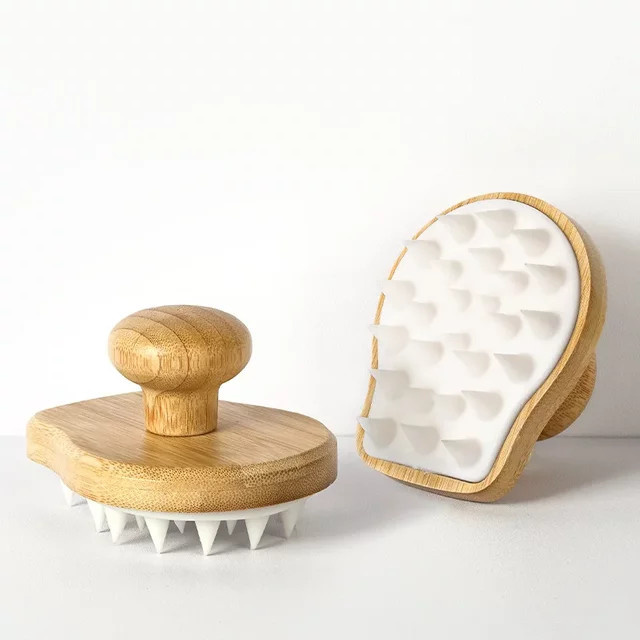 Shampoo-Bürste aus Bambus und Holz, Silikon-Massagebürste für die Kopfhaut, Unisex - Bild 1