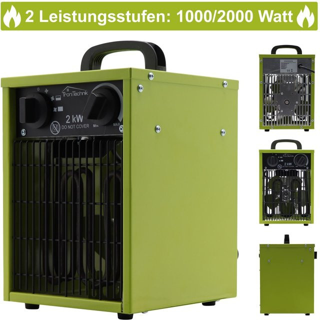 Tronitechnik Heizlüfter TT-EIH-152 mit 2000 Watt, Farbe Grün, Metall, stufenloses Thermostat und Überhitzungsschutz - Bild 1