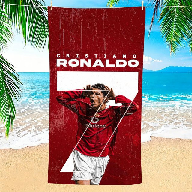 JMG Household Supplies Strandtuch Cristiano Ronaldo Design aus Mikrofaser, rot, Breite: 60 cm, Höhe: 35 cm - Bild 1