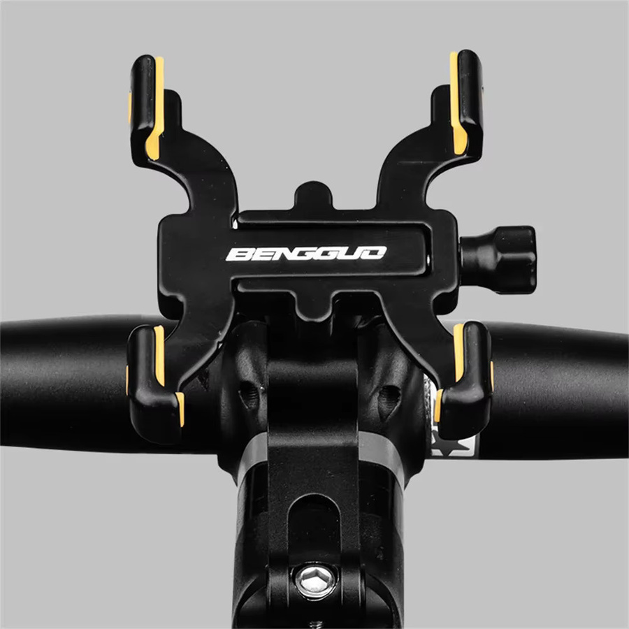 HTHwish Fahrrad-Handyhalterung aus Aluminiumlegierung in Schwarz mit 360 Grad Drehung und Vier-Krallen-Halterung für Lenker, Universal für iPhone und Samsung - Bild 4