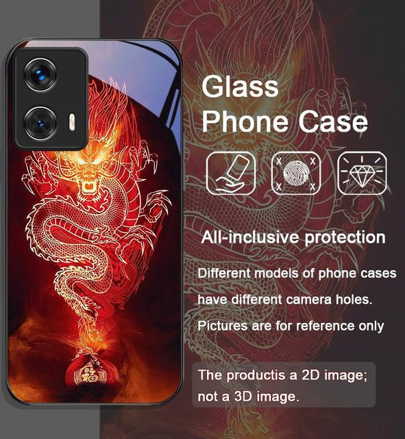 Motorola Handyhülle mit Drachenmuster als Hartschalen-Cover in Rot für Moto Edge 50 Ultra, Fusion, 40 Neo, 30 Pro, G85, G84, G75, G55, G54 - Bild 1