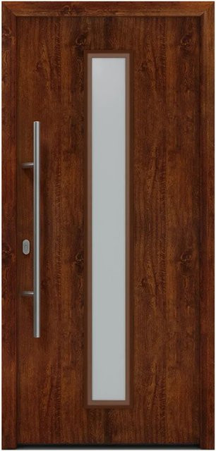 EcoStar Haustür Isopro IP 020S mit Glaseinsatz in Dark Oak, Farbe: Braun, B: 110 cm, H: 210 cm, DIN Links - Bild 1