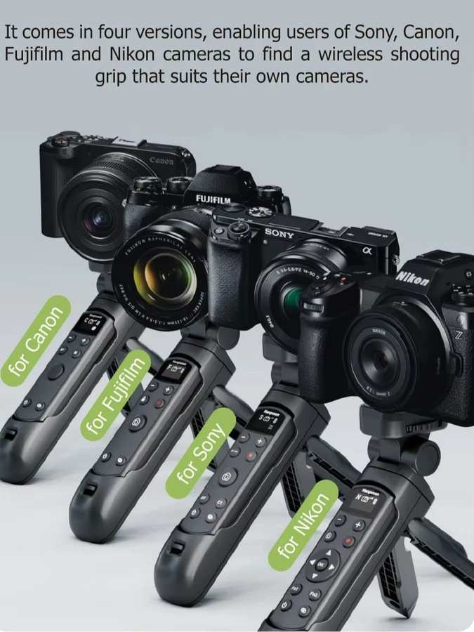 hanpusen TG-3 Wireless Vlog Shooting Grip Stativfernbedienung mit OLED-Display und Bluetooth für Fujifilm, Canon, Nikon und Sony Kameras in Schwarz oder Weiß - Bild 6