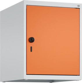 C+P Aufsatzschrank 7035/2004 mit Sicherheits-Drehriegel und 1 Abteil, B/T/H: 50 x 40 x 50 cm, Lichtgrau/Reinorange - Bild 1