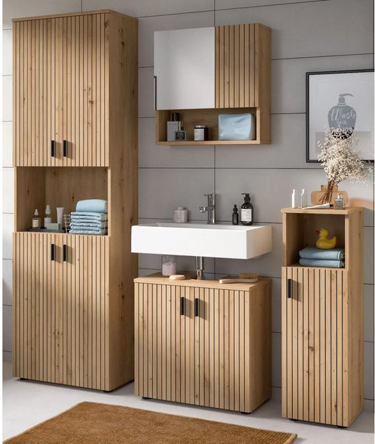 Inn.Furn Badmöbel Set Livia in Eiche, 4-teilig, Braun, Breite: 180 cm - Bild 1