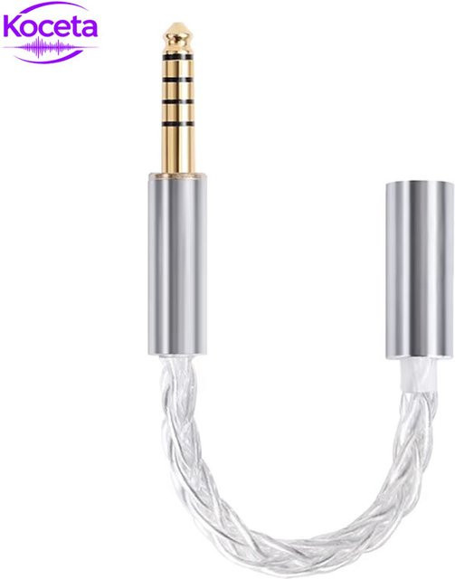 Koceta HiFi-Adapterkabel 4,4mm Stecker auf 3,5mm Buchse in Silber für balancierte Audio-Konnektivität - Bild 1