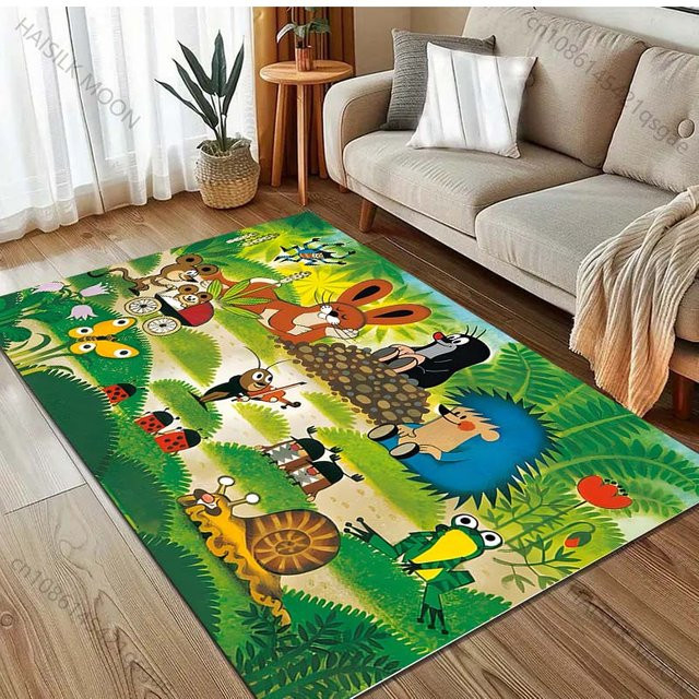 UQIDEHOME Cartoon Maulwurf Teppich, rutschfeste Bodenmatte aus Polyester für Wohnzimmer und Schlafzimmer, B/T: 80 x 120 cm, mehrfarbig - Bild 1