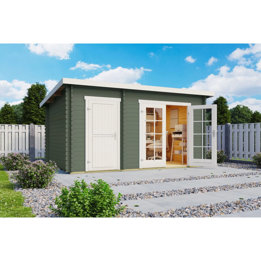 Lasita Gartenhaus Belmont Maja in Grüngrau, B/H/T: 420 x 222,3 x 288,8 cm - Bild 2