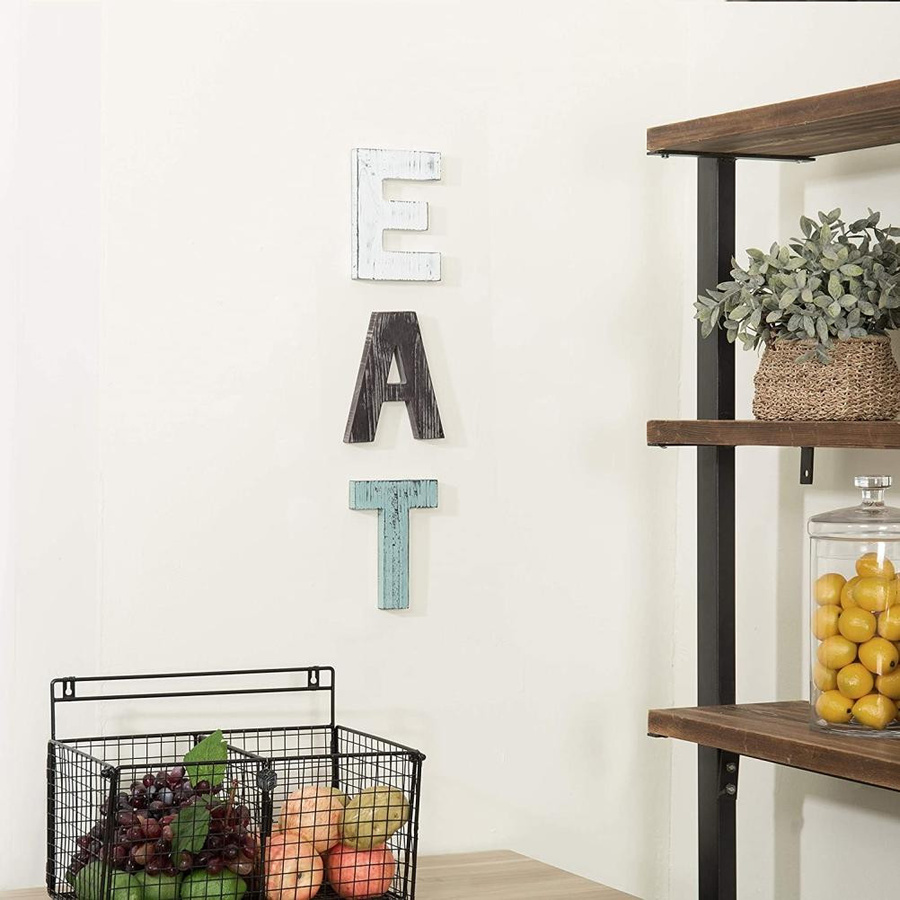 KONNWEI Weihnachts Dekoschild aus Holz, Rustikale Wandmontierte Buchstaben EAT, Mehrfarbig, Bauernhaus Stil - Bild 4