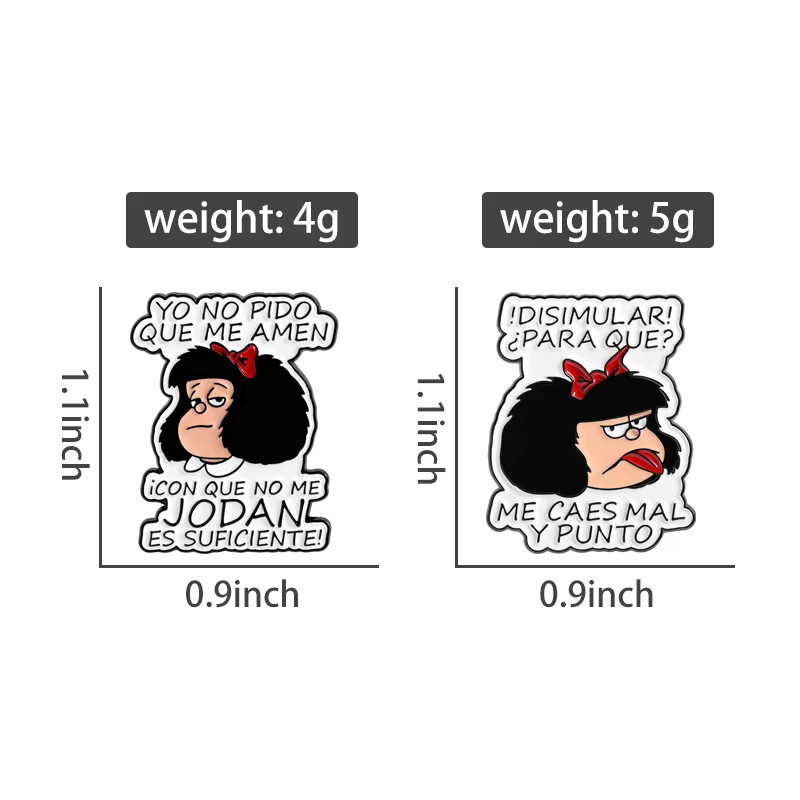 QIHE JEWELRY Brosche, Emaille, Cartoon Comic Girl, Unisex - Bild 2