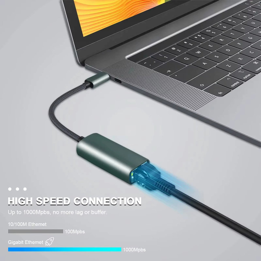 Kebidumei USB Typ C Ethernet Adapter Netzwerkkarte USB 3.0 auf RJ45 100/1000Mbps LAN für MacBook, PC, Windows und Android - Bild 3