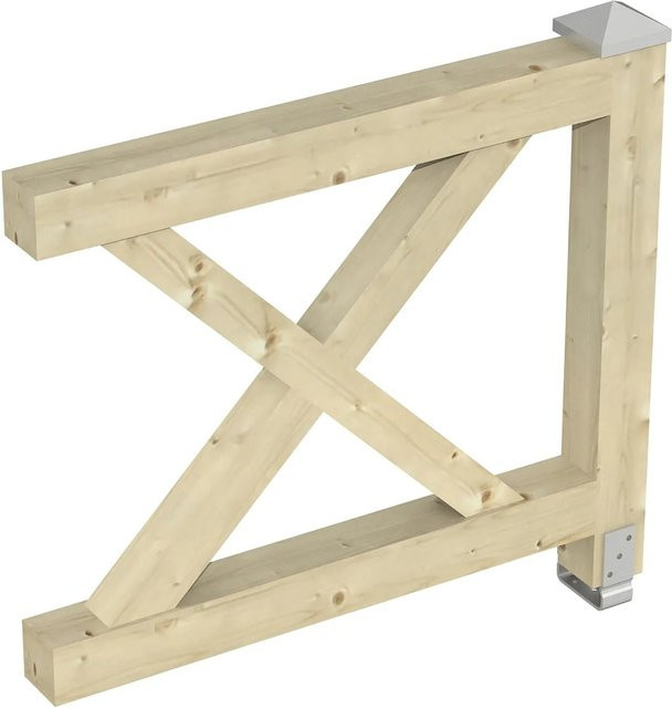 Skan Holz Brüstung Andreaskreuz aus Fichte Natur, B: 108 cm, H: 84 cm - Bild 1