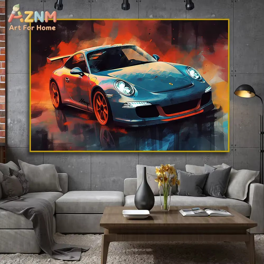AZNM Vintage Porsche 911 Leinwand-Wandkunst von Rastar, Klassisches Sportwagen-Poster in Mehrfarbig, Ungerahmt - Bild 2
