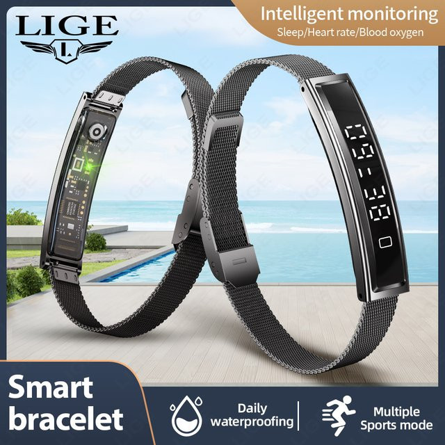 LIGE Smart-Armband für Herren in Schwarz mit Gesundheitsmonitor und wasserdichter Smartwatch-Funktion - Bild 1