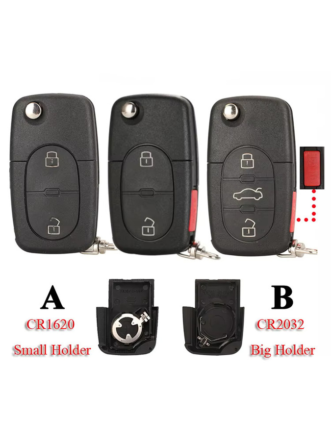 Jingyuqin Auto-Klappschlüsselgehäuse in Schwarz für Volkswagen VW Jetta Golf Passat Beetle sowie Skoda Seat Polo B5 mit 2/3/4 Tasten - Bild 5