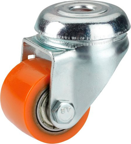 Dörner+Helmer Lenkrolle mit Rückenloch aus verzinktem Stahl in Orange - Bild 1