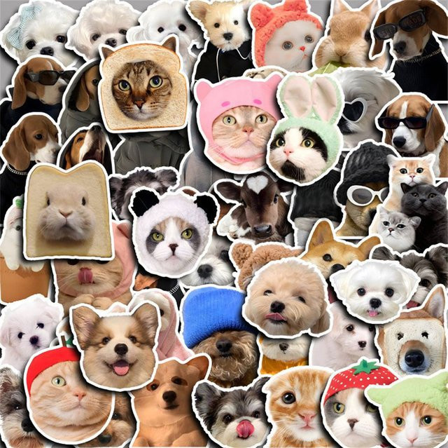 Rspctou Niedliche Tier-Aufkleber, Katzen- und Hunde-Cartoon-Sticker, multicolour - Bild 1