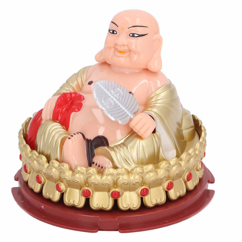 Maitreya Buddha Ornament mit Solarlichtsensor – Schaukelnder Fächer aus Kunststoff für Glück und Harmonie - Bild 6