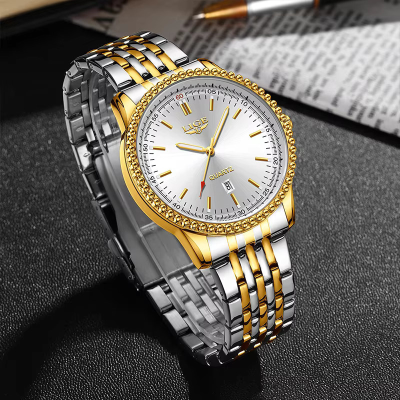 LIGE Armbanduhr Quarz, Edelstahl, Kautschuk, Weiß, Herren - Bild 6