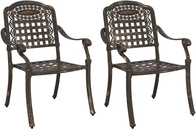vidaXL Gartenstuhl Set aus 2 Stück in Bronze aus Aluminium mit Armlehnen, B/T/H: 55 x 56,5 x 91 cm - Bild 1