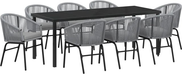 vidaXL Garten Essgruppe 9-teilig aus Poly Rattan und Stahl in Anthrazit Grau - Bild 1