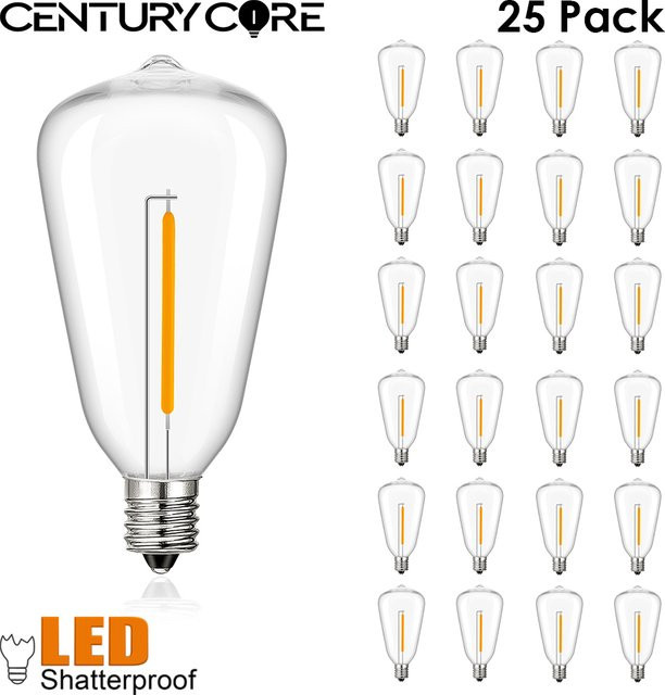 Grensk ST38 LED-Glühbirne mit Filament, E12 Fassung, transparent, bruchsicherer Kunststoff für Outdoor-Lichterketten, 220V - Bild 1