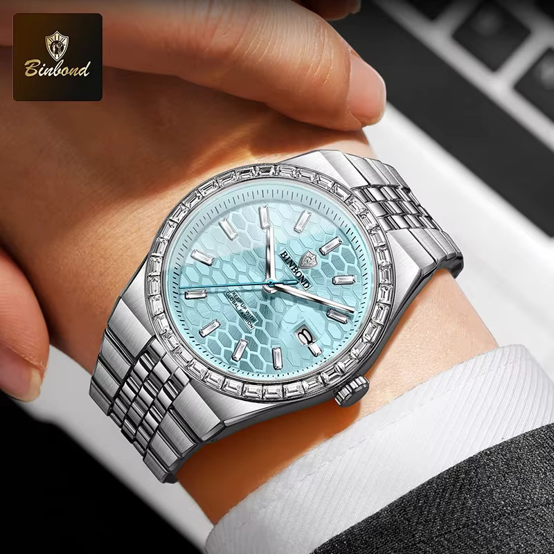 BINBOND Armbanduhr Quarz, Edelstahl, Blau, Herren - Bild 4
