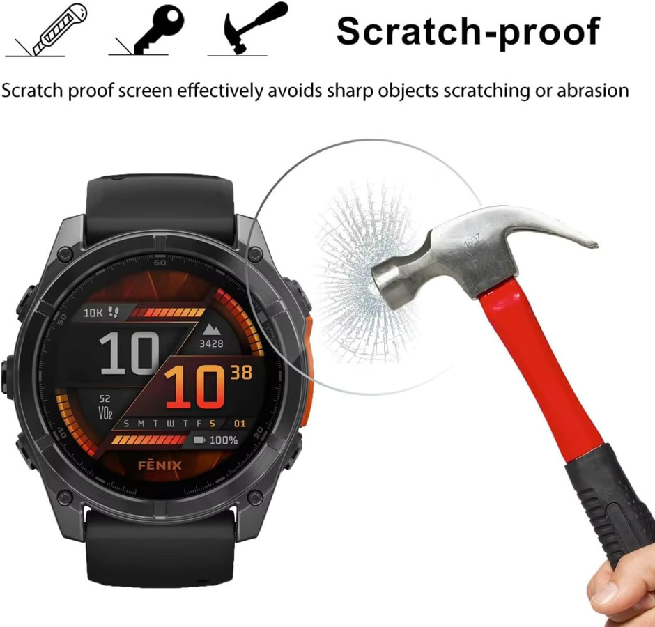 Displayschutzfolie aus gehärtetem Glas für Garmin Fenix 8 7 6 6S 6X 5S Vivoactive 3 Forerunner 165 945 955 965 225 255 265S transparent - Bild 4