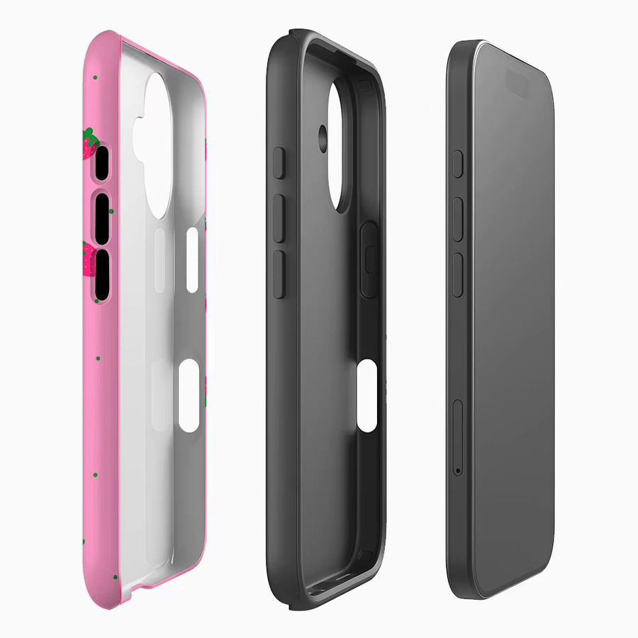 Potdemiel Handyhülle mit Erdbeer-Punkt Design für iPhone 17 16 15 14 13 Pro Max Plus, magnetisch und robust, Farbe: Pink - Bild 1