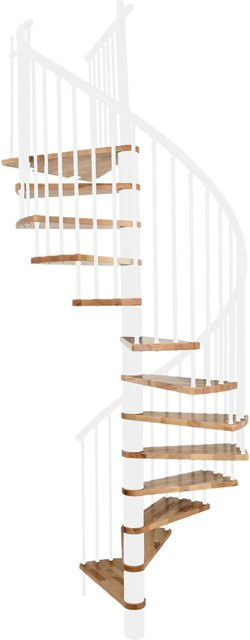 Minka Spindeltreppe Spiral Effect in Weiß mit Buche-Holzoptik für eine Geschosshöhe bis 305,5 cm - Bild 1