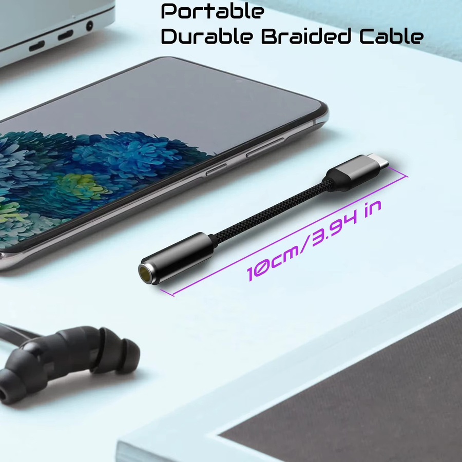 Parallel World USB-C auf 3,5mm Audio-Adapter mit DAC in Schwarz für Hi-Fi Stereo-Sound und Kopfhörer sowie Mikrofon-Unterstützung - Bild 5