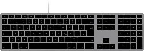 Matias FK318B-DE Wired Aluminium Keyboard für Mac, USB-A und USB-C, QWERTZ Deutsch, Spacegrau - Bild 1