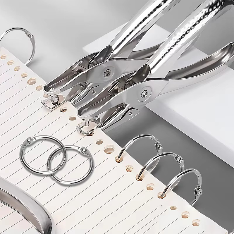 Metall-Handstanzer für Einzelloch mit losen Blättern in Silber für Metall und Bürobedarf - Bild 2