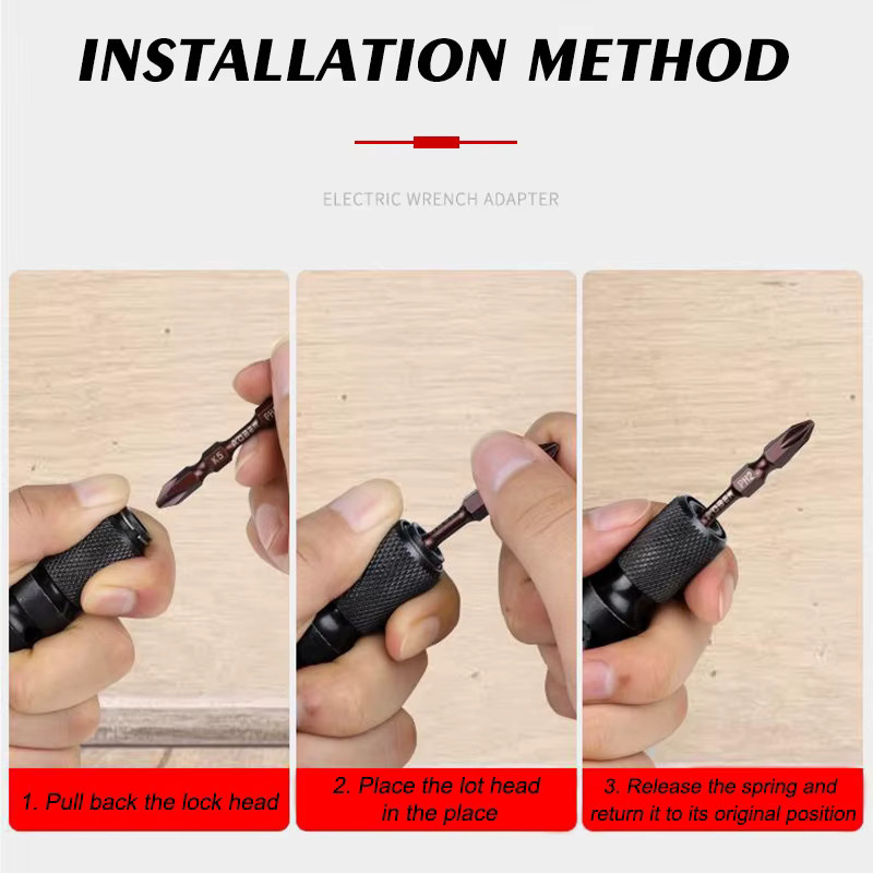 YONGRUIGONGJU Schnellspanner Adapter von 1/2 Zoll Vierkantantrieb auf 1/4 Zoll Sechskant in Schwarz - Bild 3