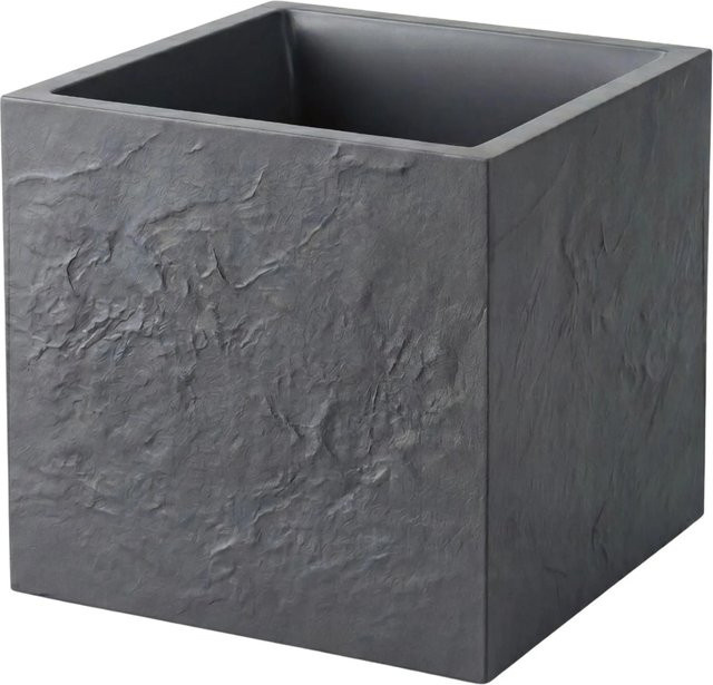 BigDean Pflanzkübel Doppelwandig in Anthrazit Steinoptik, B/T/H: 50 x 50 x 50 cm, für Innen und Außen - Bild 1