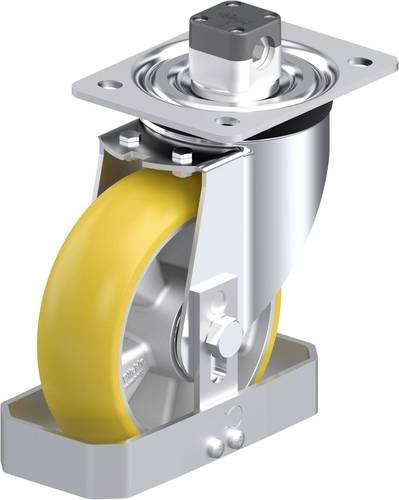 Blickle Stahlblech-Lenkrolle L-ALTH 160K-CS11-CO-FS in Silber und Gelb mit 160 mm Rad-Durchmesser und einer Tragfähigkeit von 400 kg - Bild 1