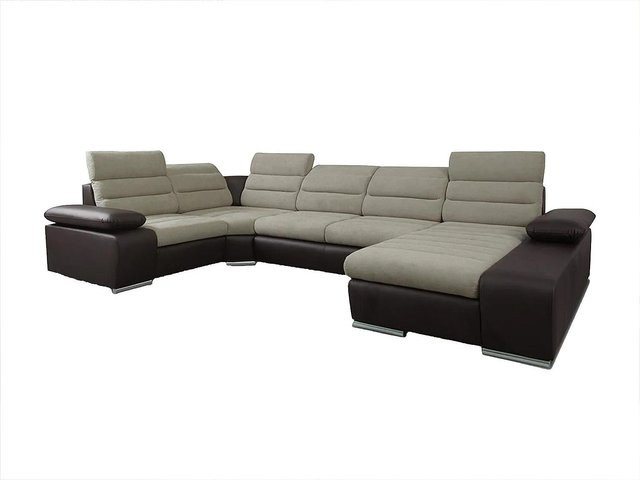Vente-unique Schlafsofa Boileau in Schokobraun mit L-Form und Schlaffunktion - Bild 1