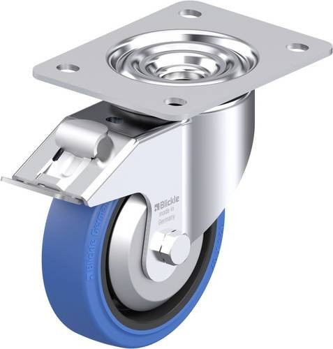 Blickle Stahlblech-Lenkrolle LK-POEV 125KAD-3-FI-SB-FA in Schwarz und Blau mit 125 mm Rad-Durchmesser und 250 kg Tragfähigkeit - Bild 1
