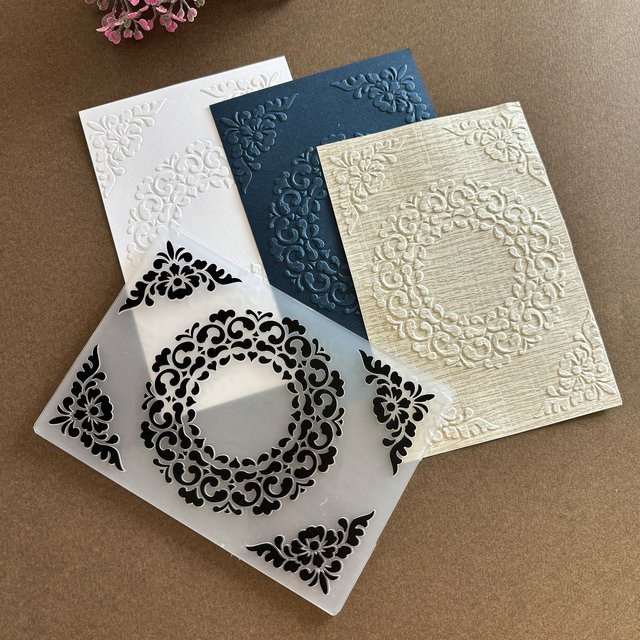 DIY-Schablone aus Kunststoff mit Blumenbasis und Punktmuster für Blumenrahmen und Sammelalben, 1-teiliges Set - Bild 1
