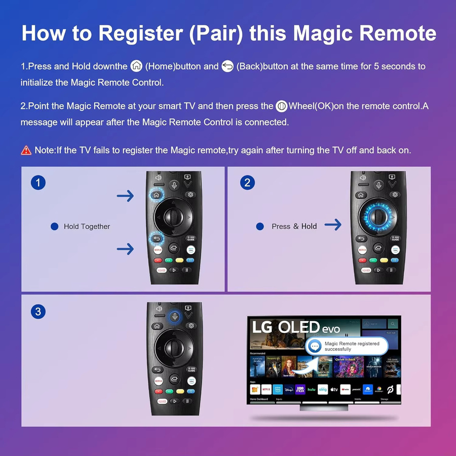 Ersatz-Fernbedienung kompatibel mit LG Smart TV Voice Magic Remote mit Voice Pointer-Funktion für UHD OLED QNED, Farbe: Schwarz - Bild 3