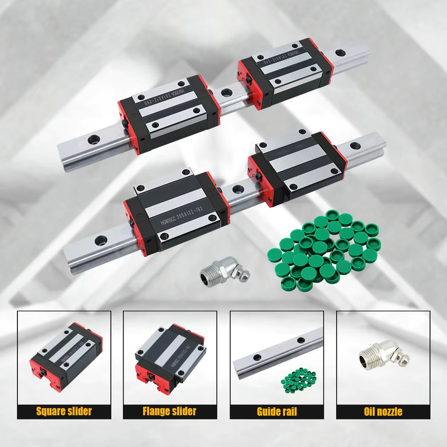 HLTNC Linearschienen-Kit für CNC-Fräsen mit 2 HGR20 Linearschienen und 4 Linearblöcken HGH20CA oder HGW20CC in Silber, Länge: 200-1500 mm - Bild 2