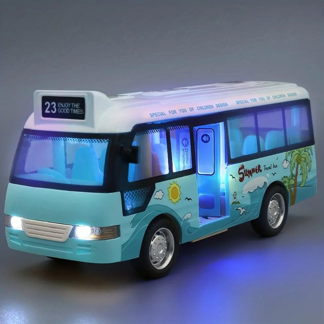 Yiran toy Schulbus Miniaturfahrzeug mit Ton & Licht blau ab 4-6 Jahre - Bild 1
