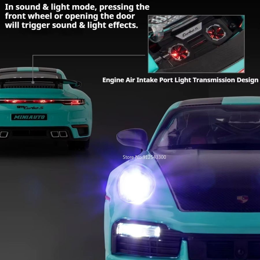 RMZ city 911 Turbo Automodell Spielzeug, 1:24, Metall, mit Licht und Sound - Bild 4