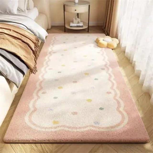 VIKAMA Nachttischteppich für Schlafzimmer und Sofa, maschinenwaschbar, Pink - Bild 1