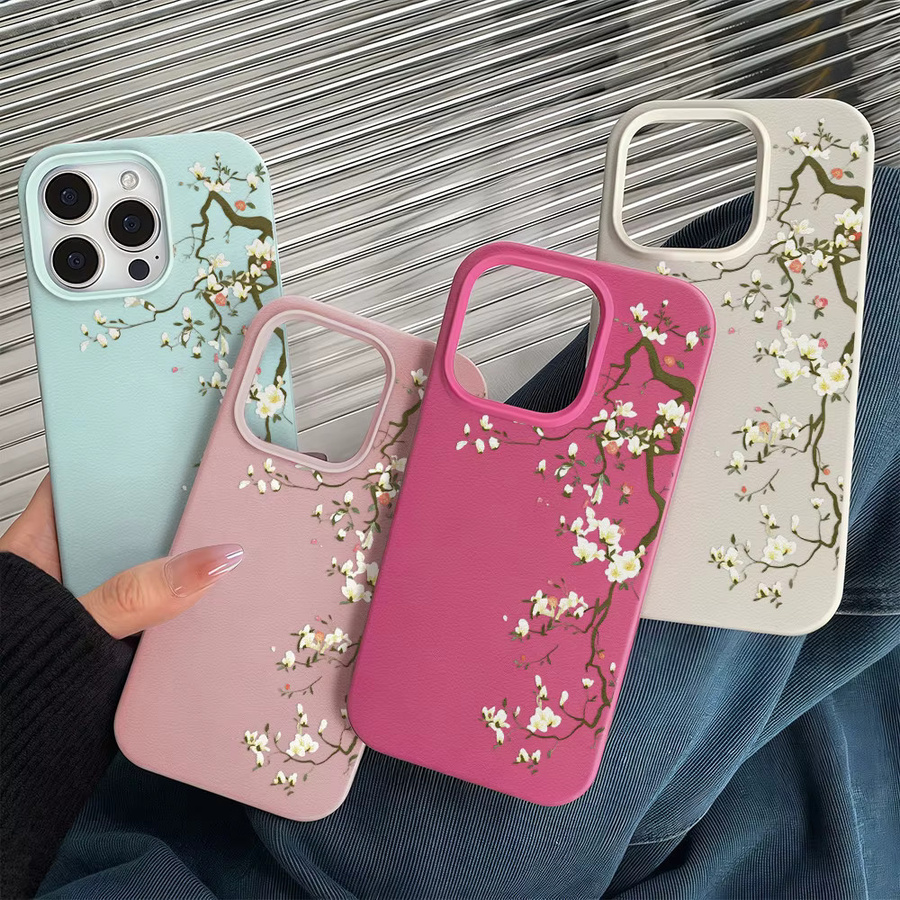 AKABEILA Leder-Silikon-Handyhülle mit Blumenmuster für iPhone, Stoßfeste Schutzhülle in Grün und Multicolour - Bild 5